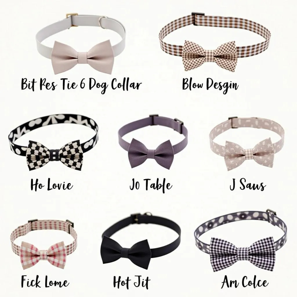 A variety of dog bow tie collar styles available for purchase