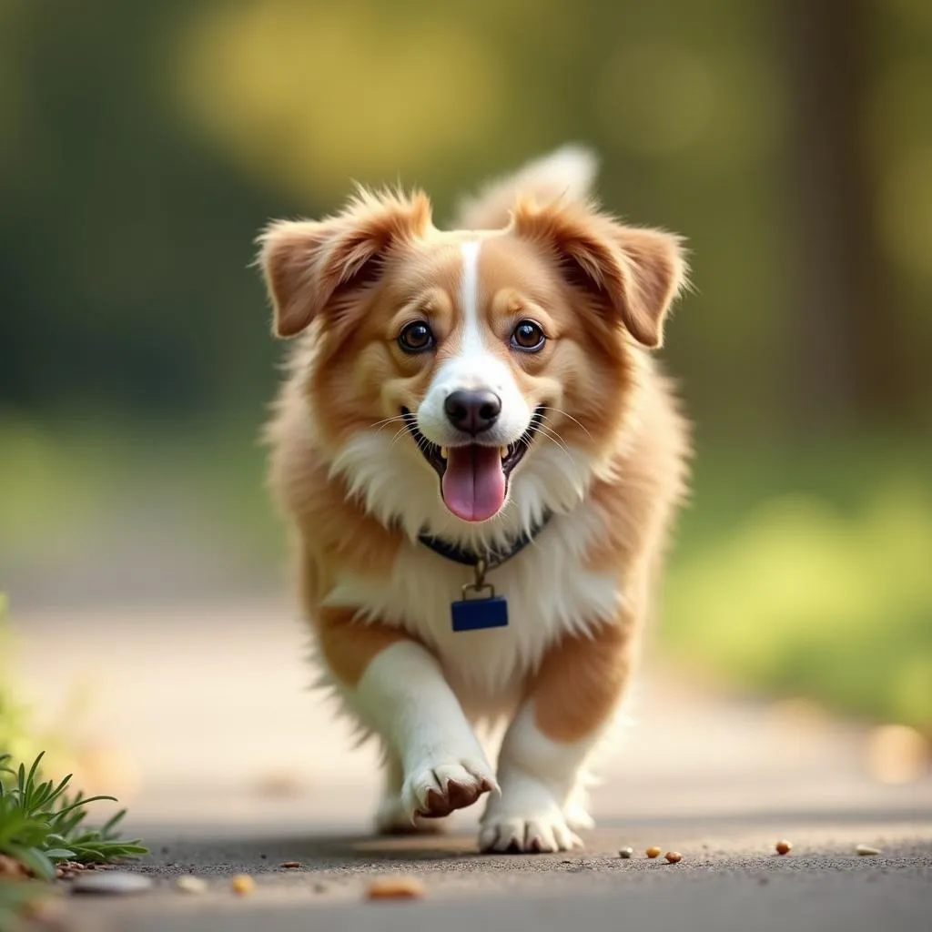 A Bowling Ball Dog Enjoying a Stroll