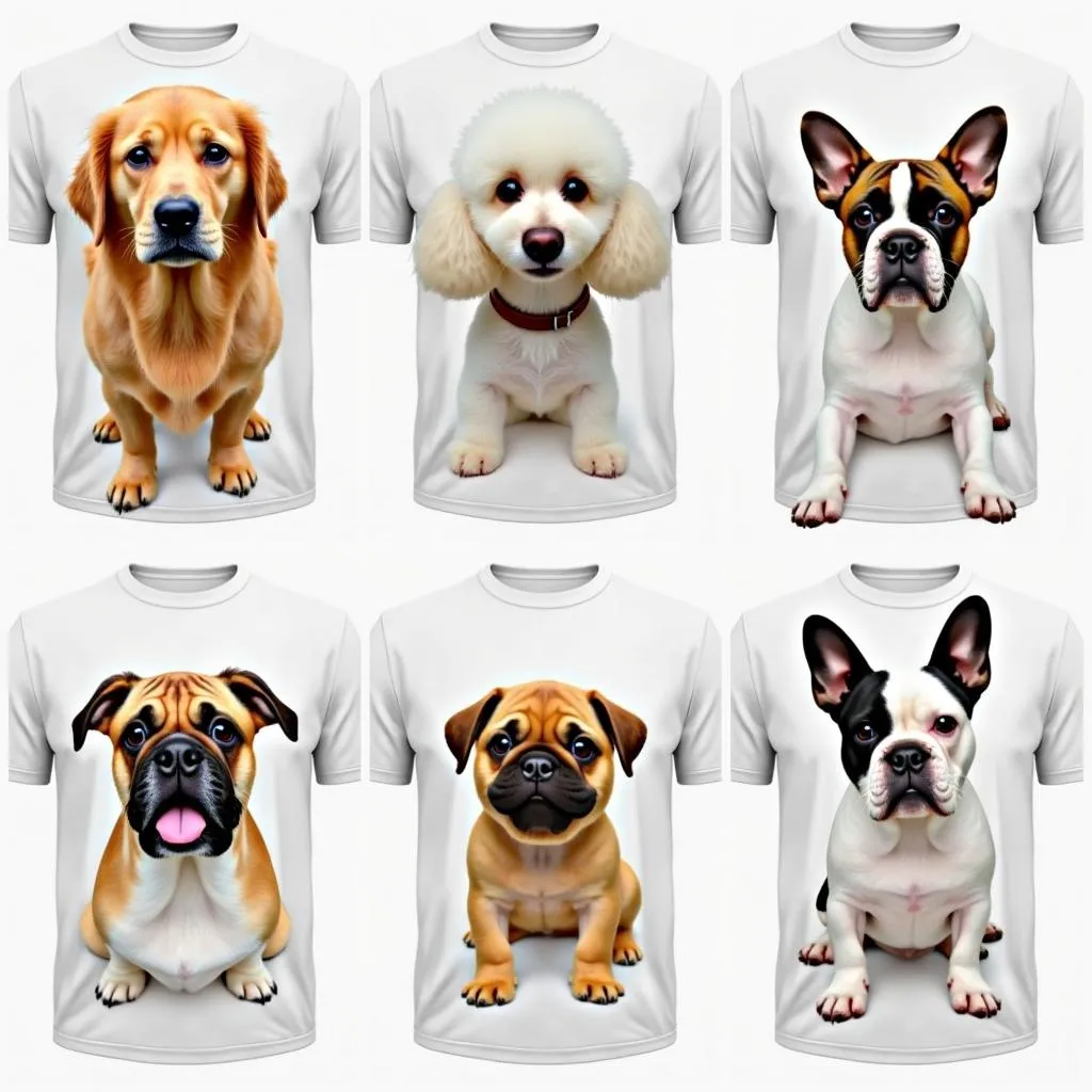 Dog shirts featuring various breeds