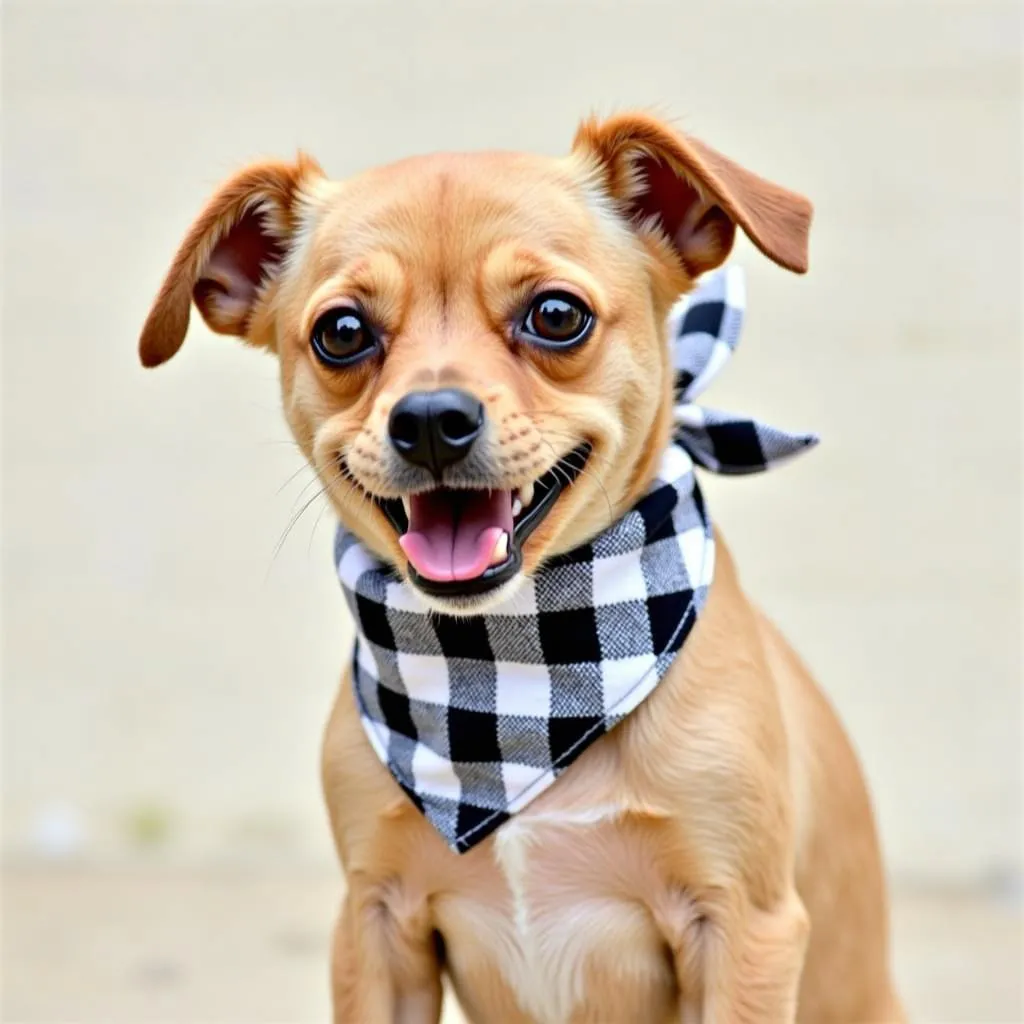 Adorable Dog Wearing a Buffalo Check Bandana