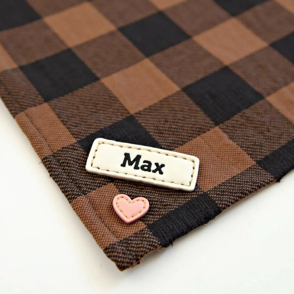 Personalized Buffalo Checkered Dog Bandana with Name Tag