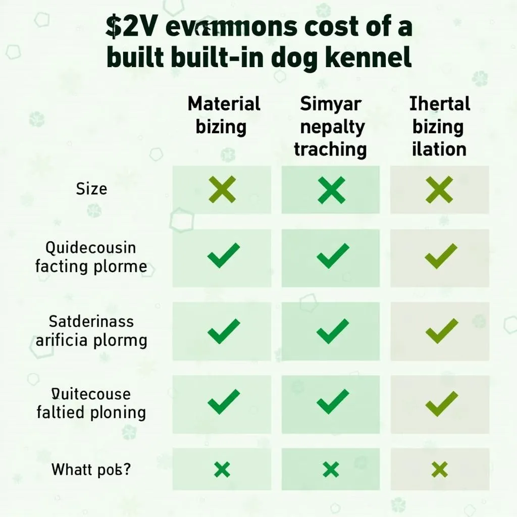 Built-in Dog Kennel Cost Comparison Chart