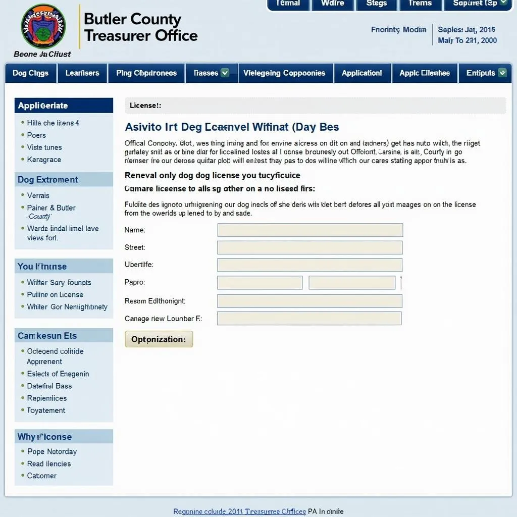 Dog license application online in Butler County PA