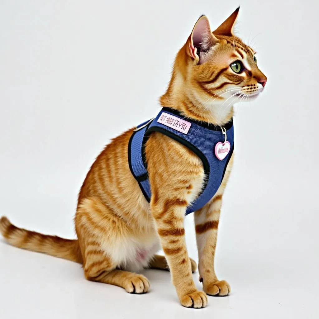 Personalized cat harness with name for outdoor adventures