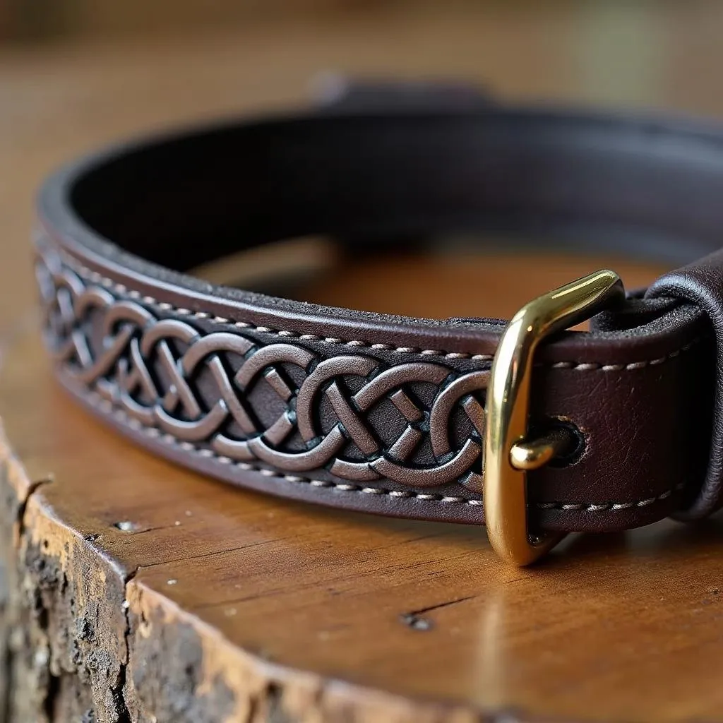 Irish dog collar with intricate Celtic knots