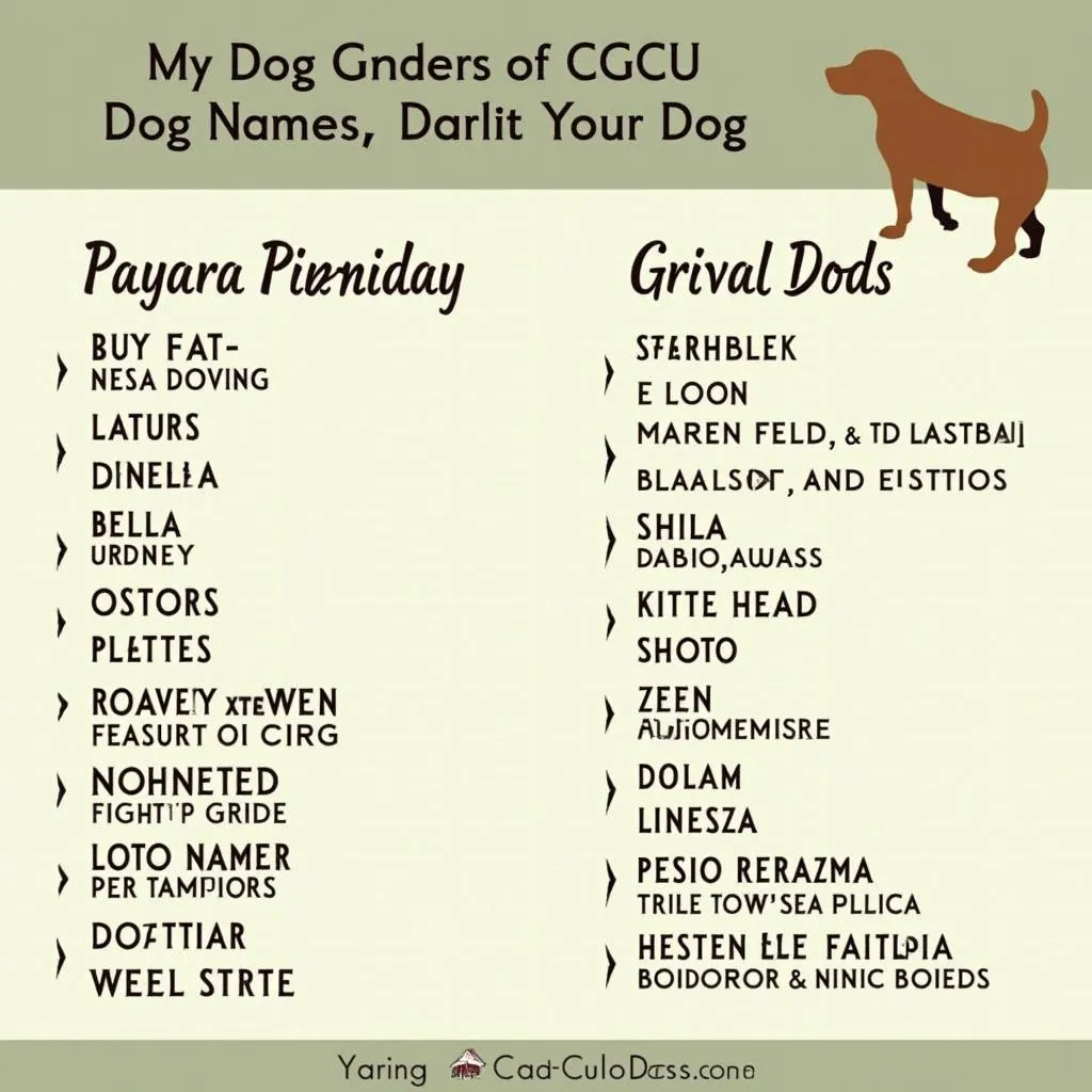 List of CGCU Dog Names