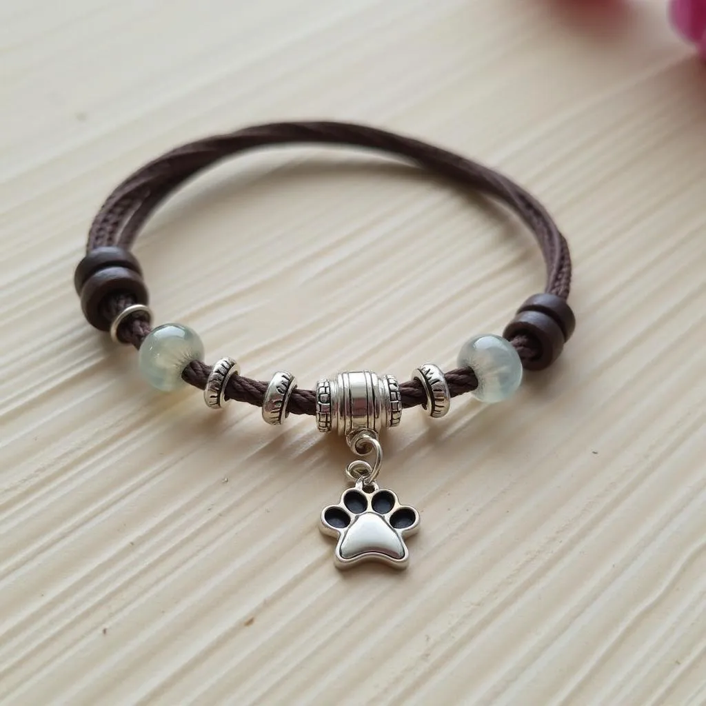 Charm bracelet dog with a paw print charm