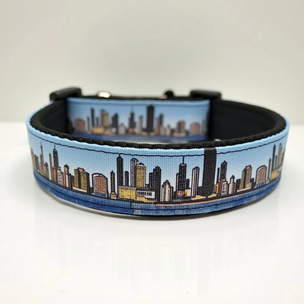 Chicago dog collar with the city skyline design