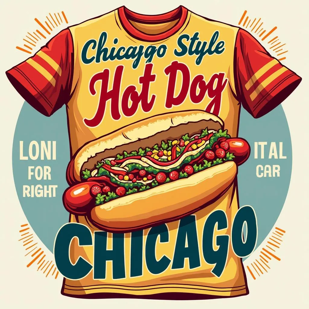 Chicago Style Hot Dog Shirt Design: A Colorful and Vibrant Design