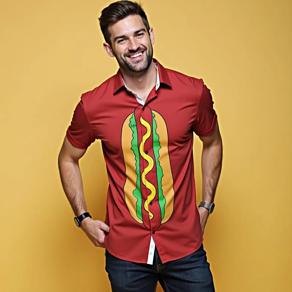 Chicago Style Hot Dog Shirt on Model: A Stylish and Trendy Look