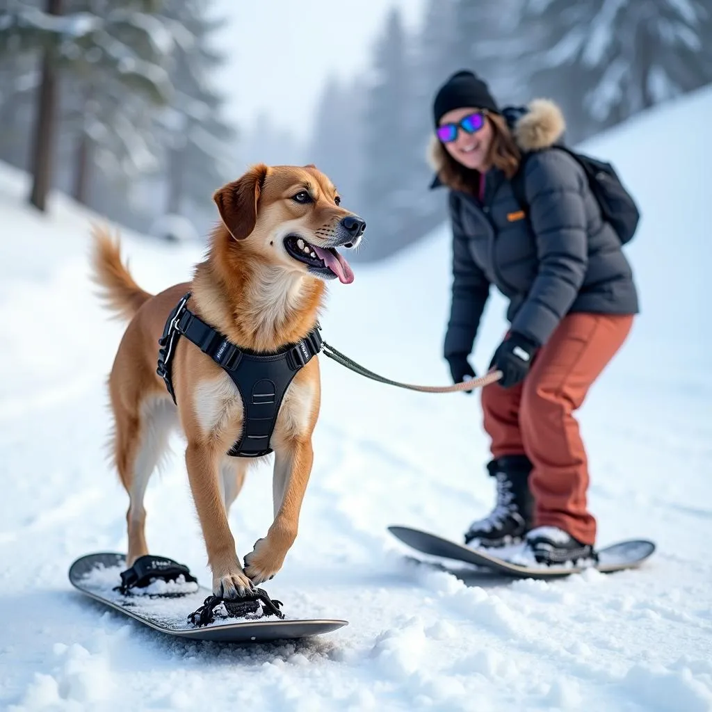 Training Your Dog to Snowboard