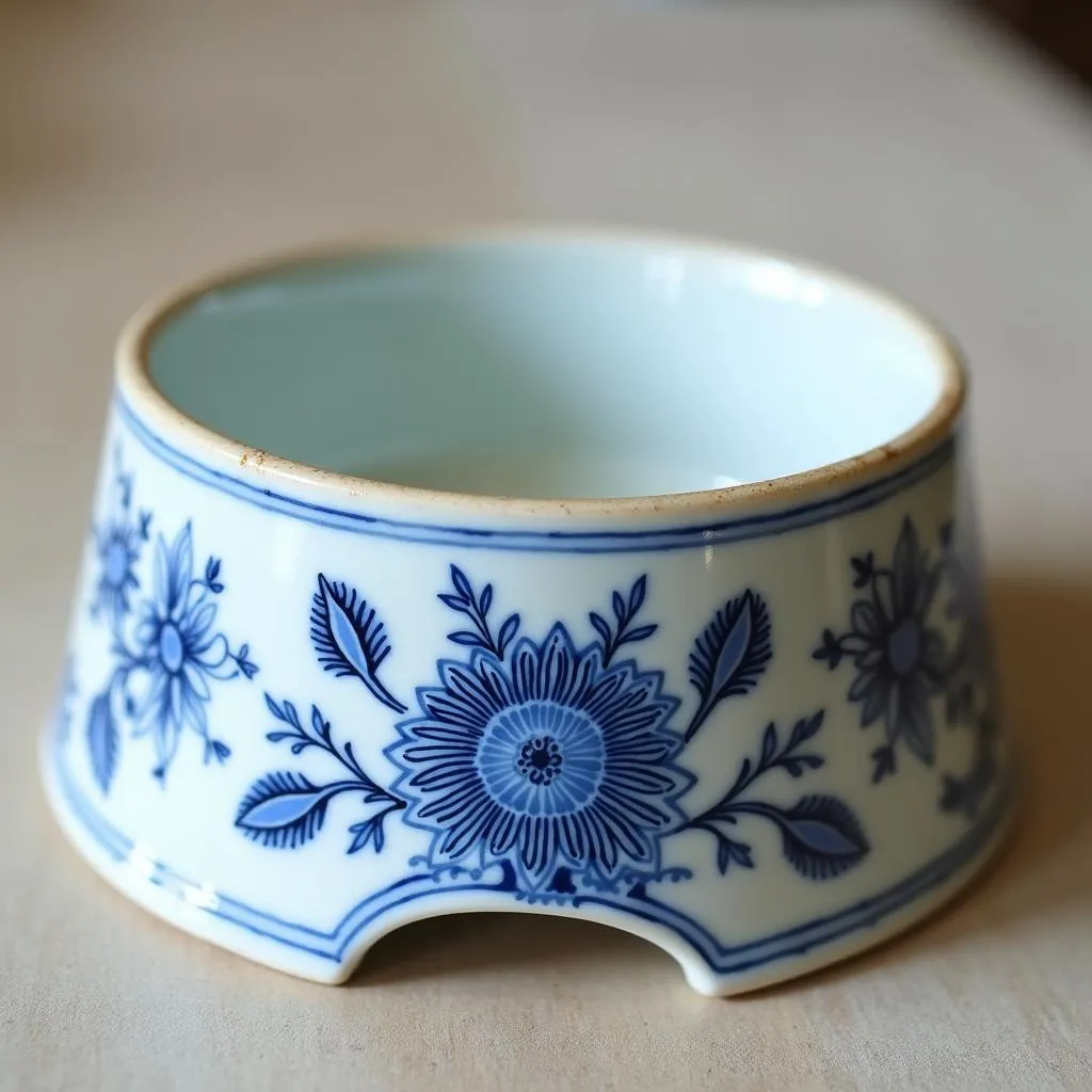 Chinoiserie dog bowl with elegant floral designs