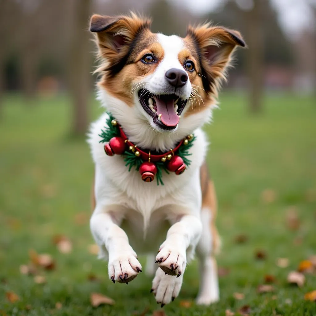 Dog Enjoying a Festive Christmas Walk