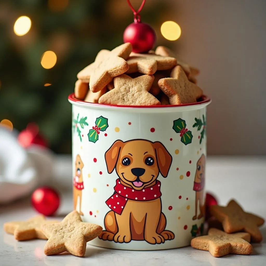 Christmas Dog Cookie Jar Close-up