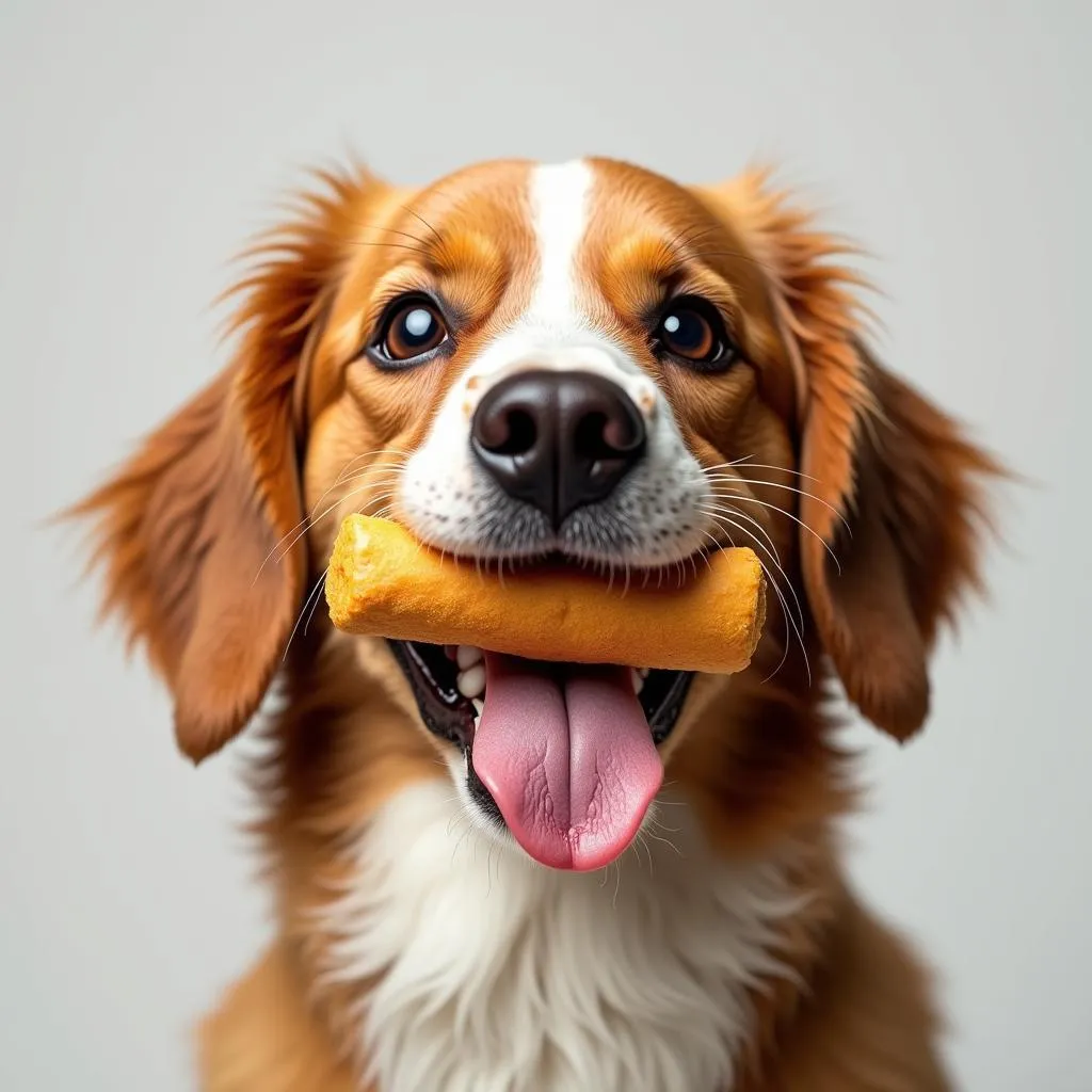 Dog Enjoying a Churro Treat