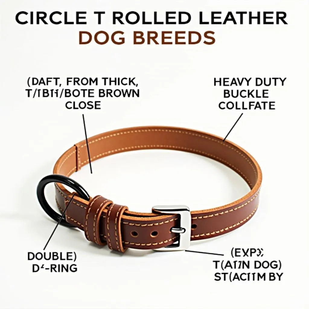 Circle T Rolled Leather Dog Collar for Large Breeds