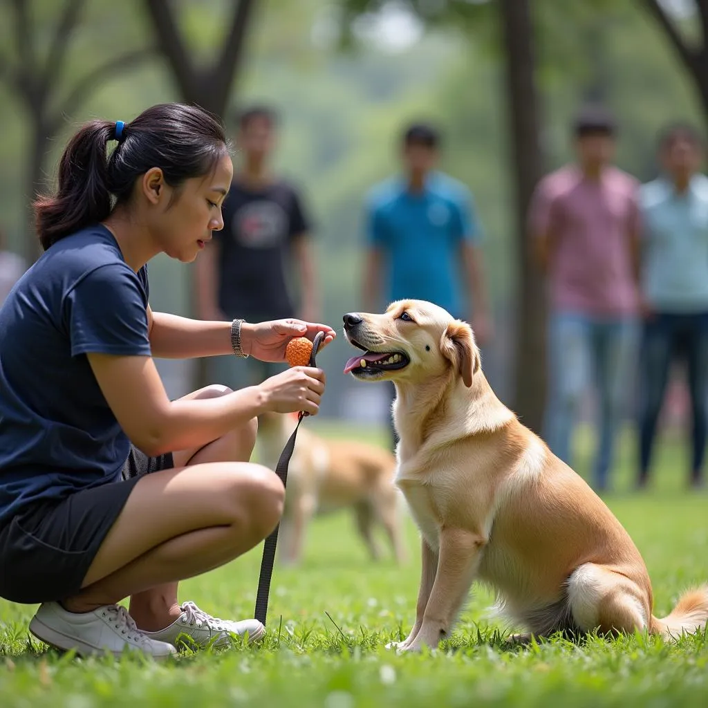 Dog training class in Vietnam