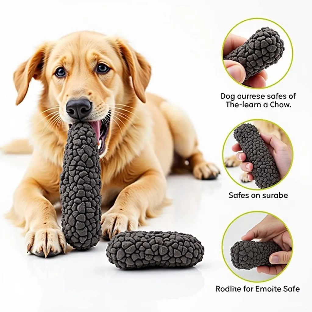 Dog chewing on a coal toy