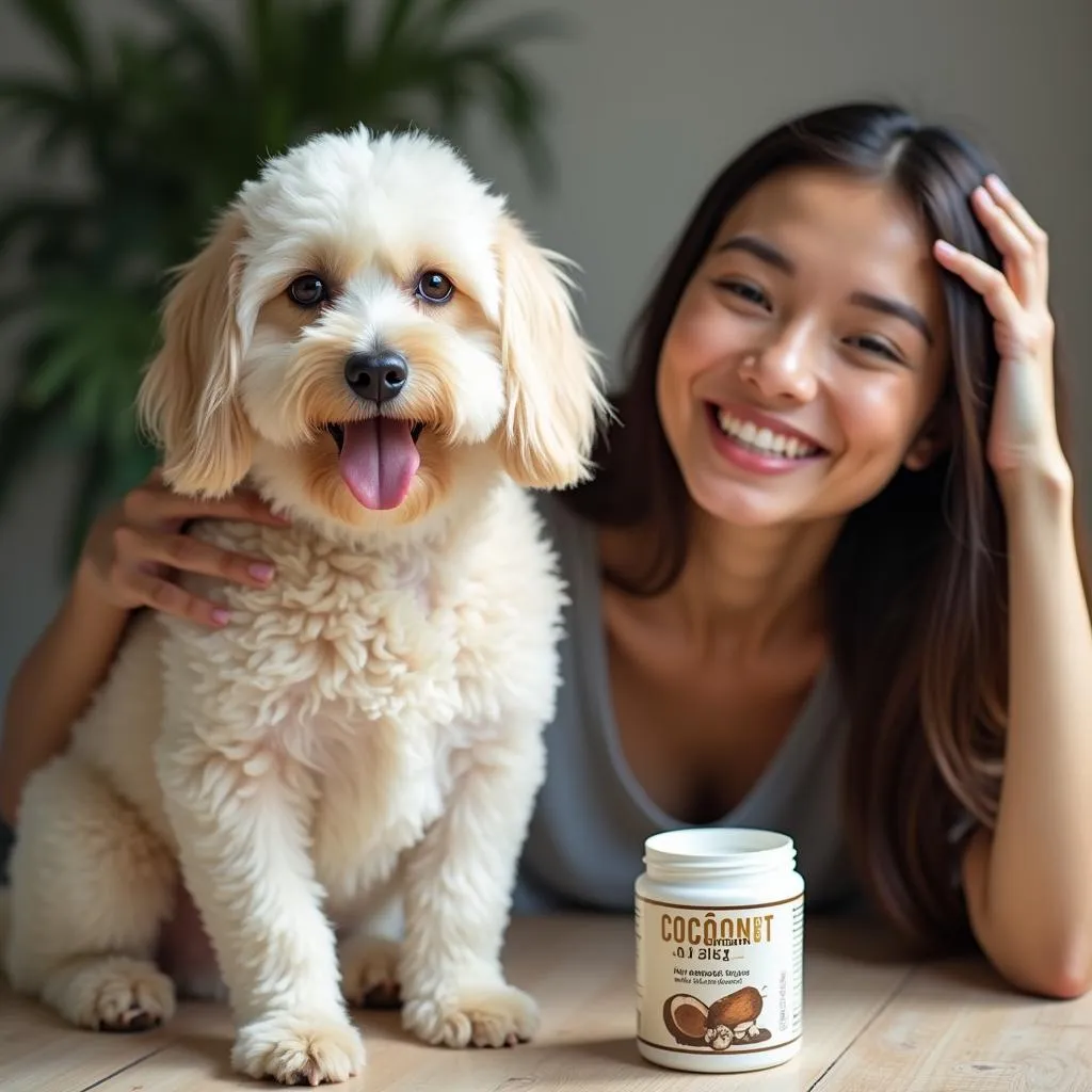 Coconut oil for dog coat: shiny, healthy fur