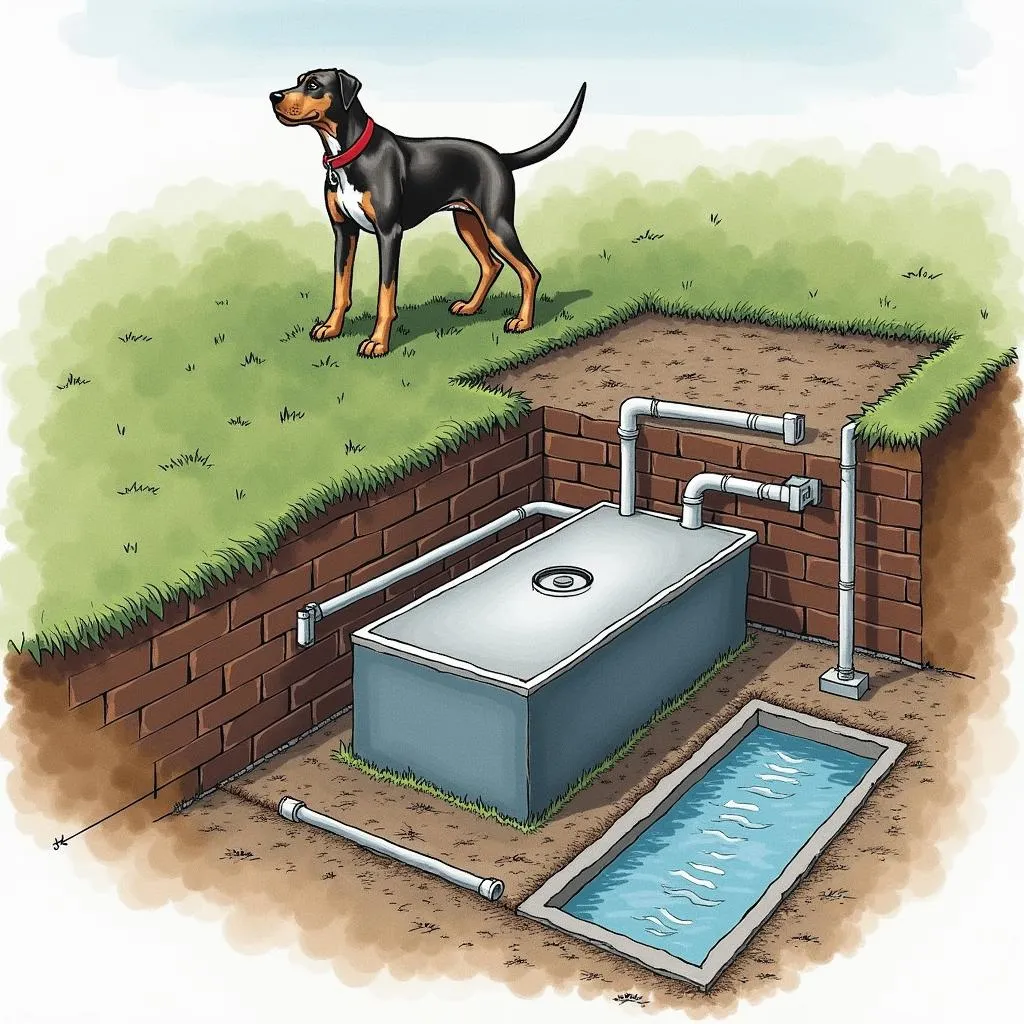 Conventional septic tank for dog kennel