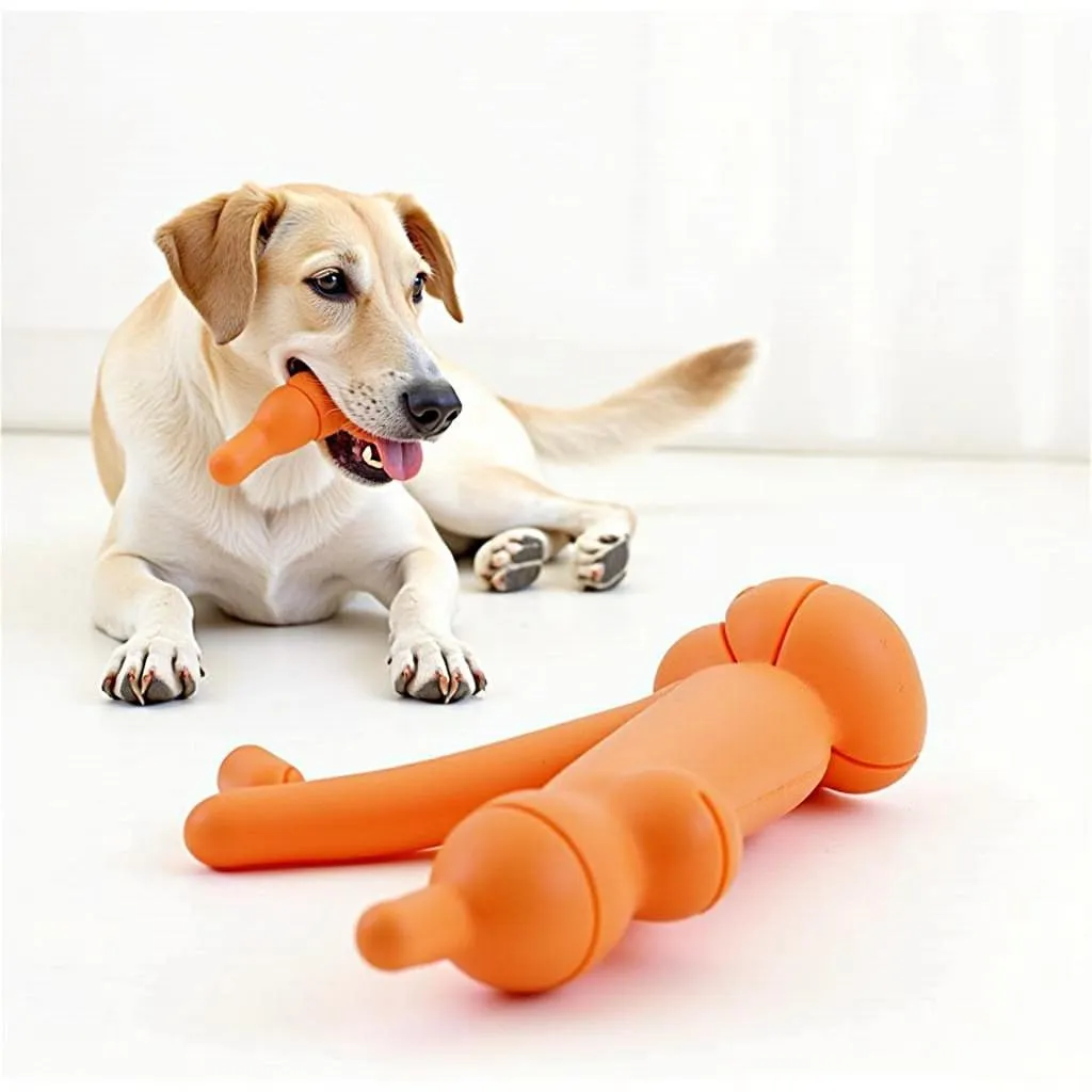 Cow dog toy made from durable rubber