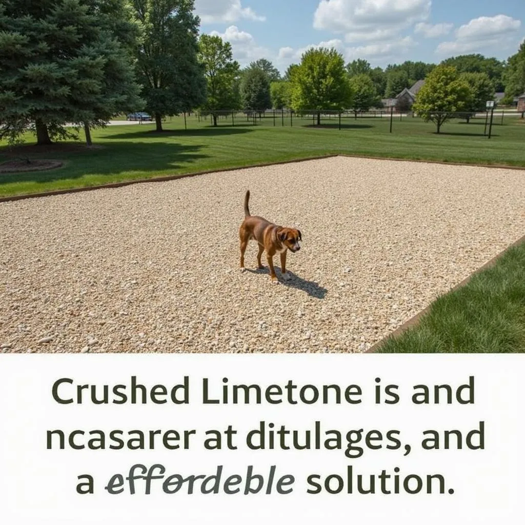 Crushed limestone surface for dog run