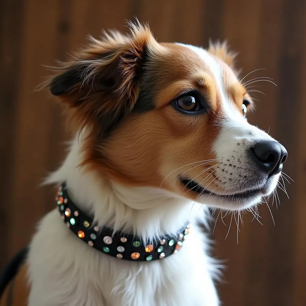 Dog collar with crystals