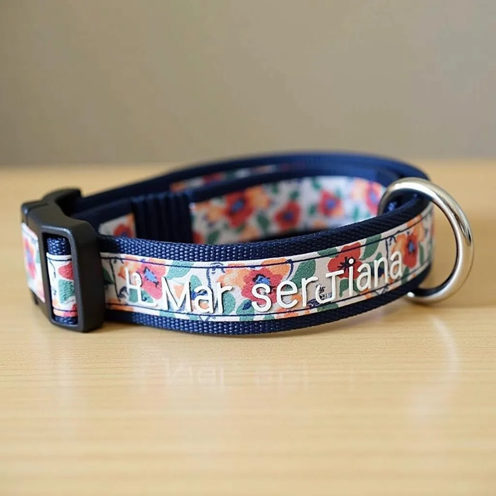 Biothane dog collar with personalized name and design