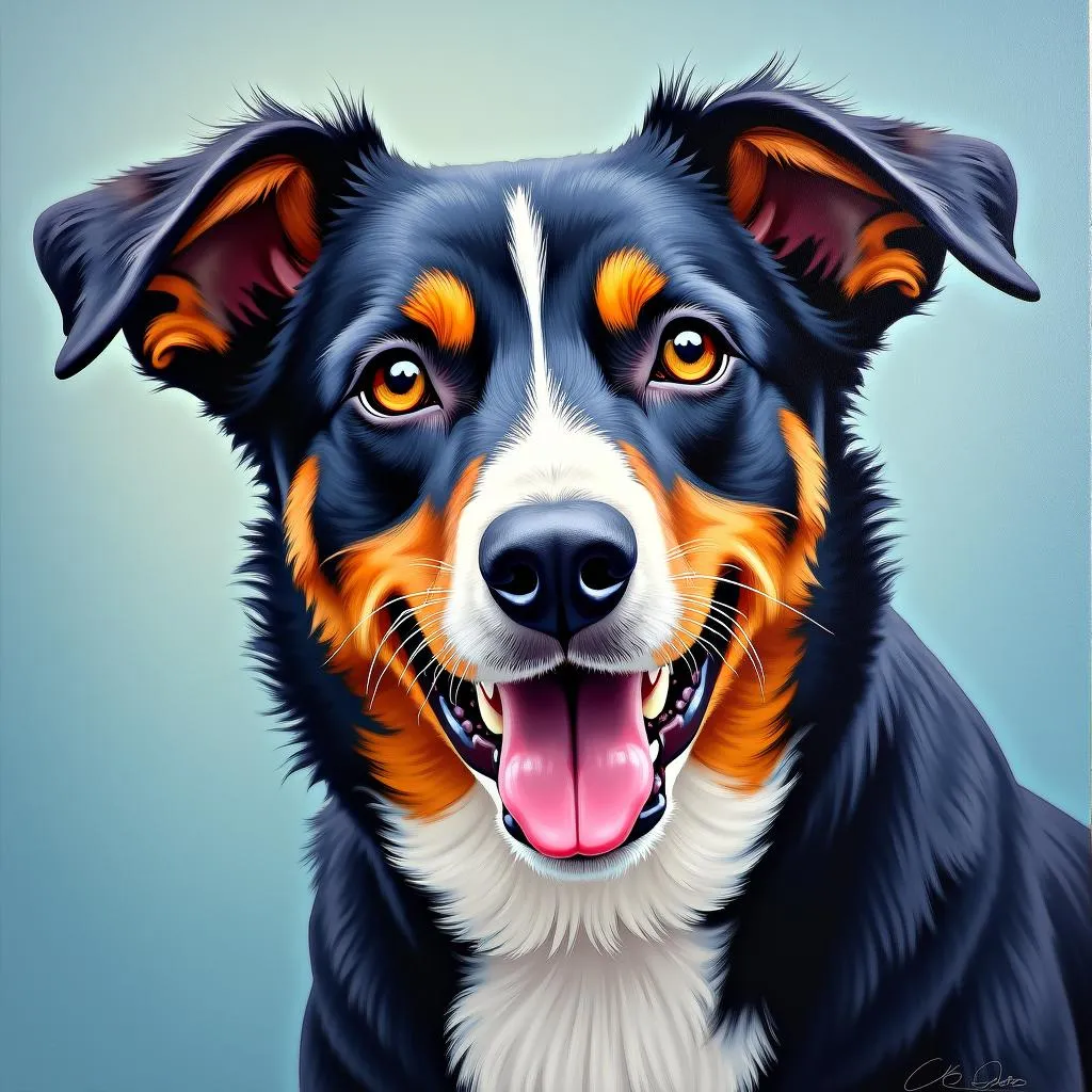 Custom dog art from photo on canvas