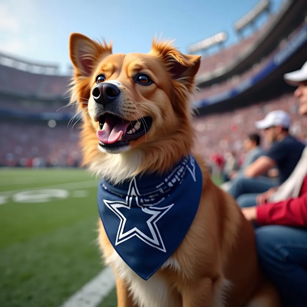 Dallas Cowboys dog bandana at the game