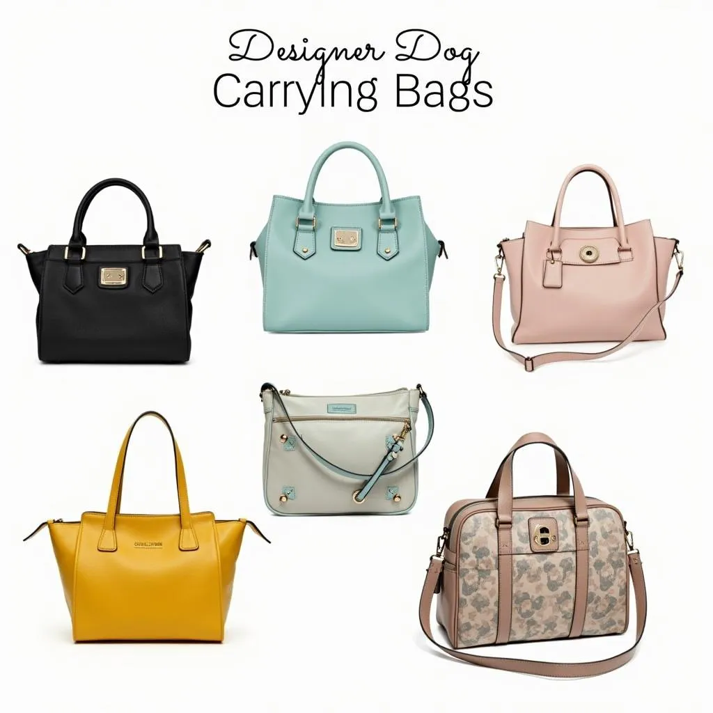 A variety of designer dog carrying bag styles