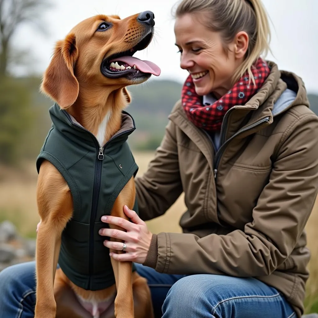 Matching designer dog jackets for owner and dog