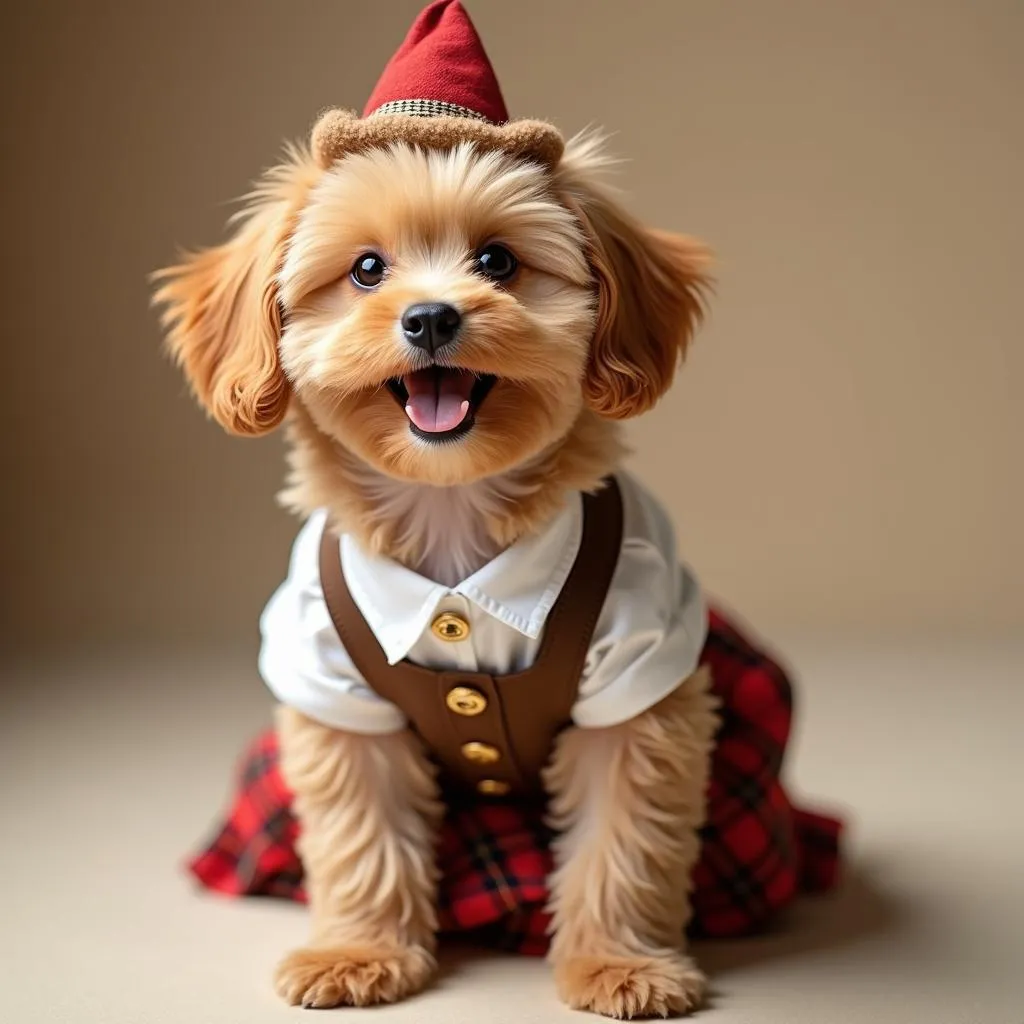 Adorable Puppy Wearing a Dirndl Dog Costume