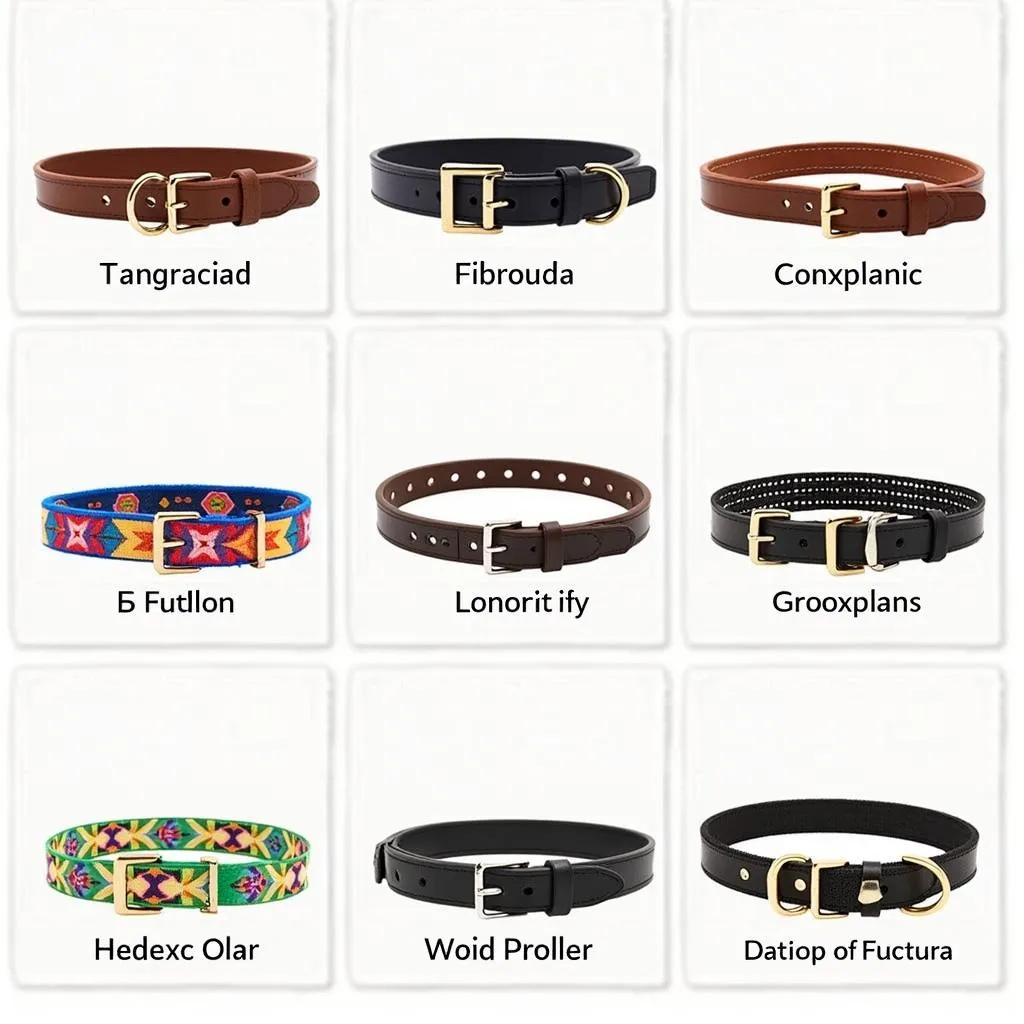 A variety of Doberman dog collar styles, showcasing different materials, colors, and features. 