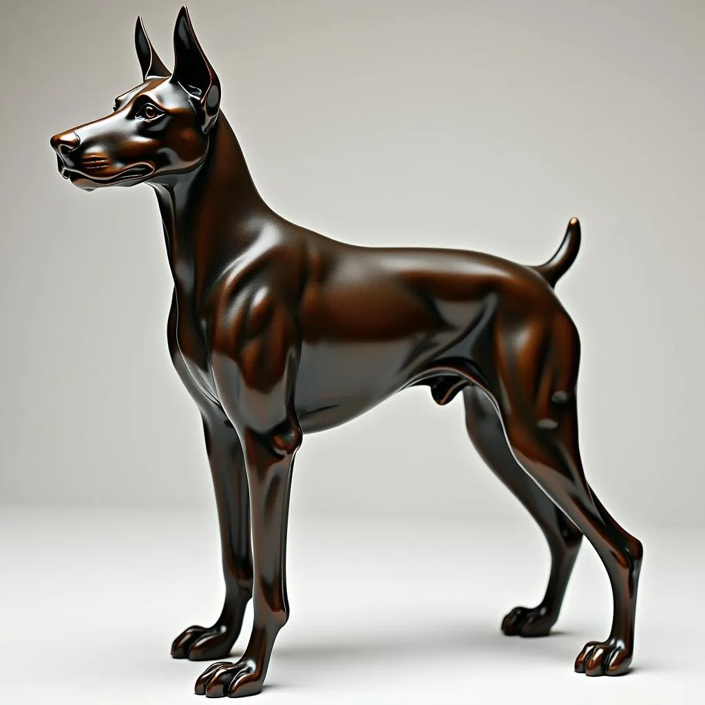 Doberman dog statue made of bronze