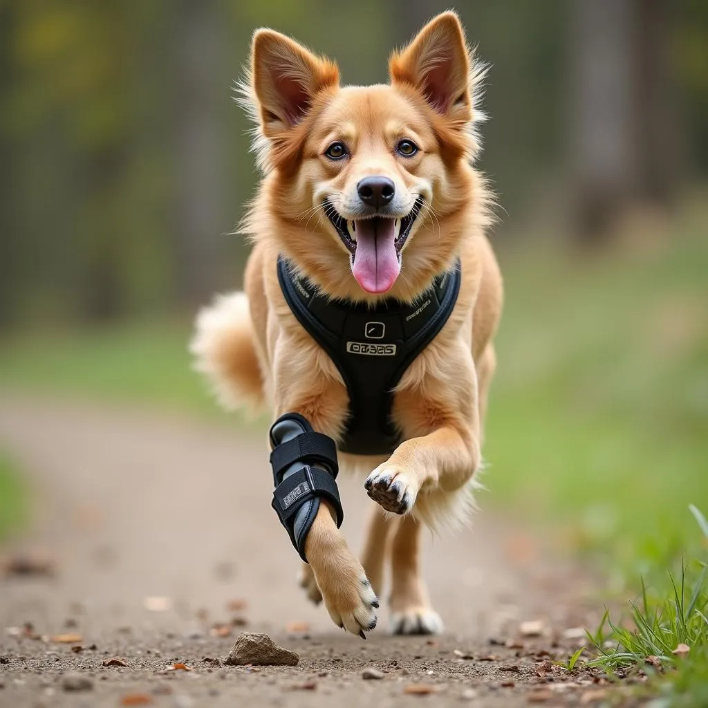 Dog playing after recovery from torn ACL