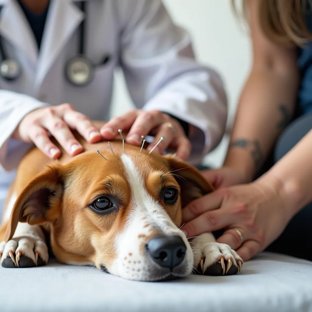 Acupuncture treatment for a dog in San Diego