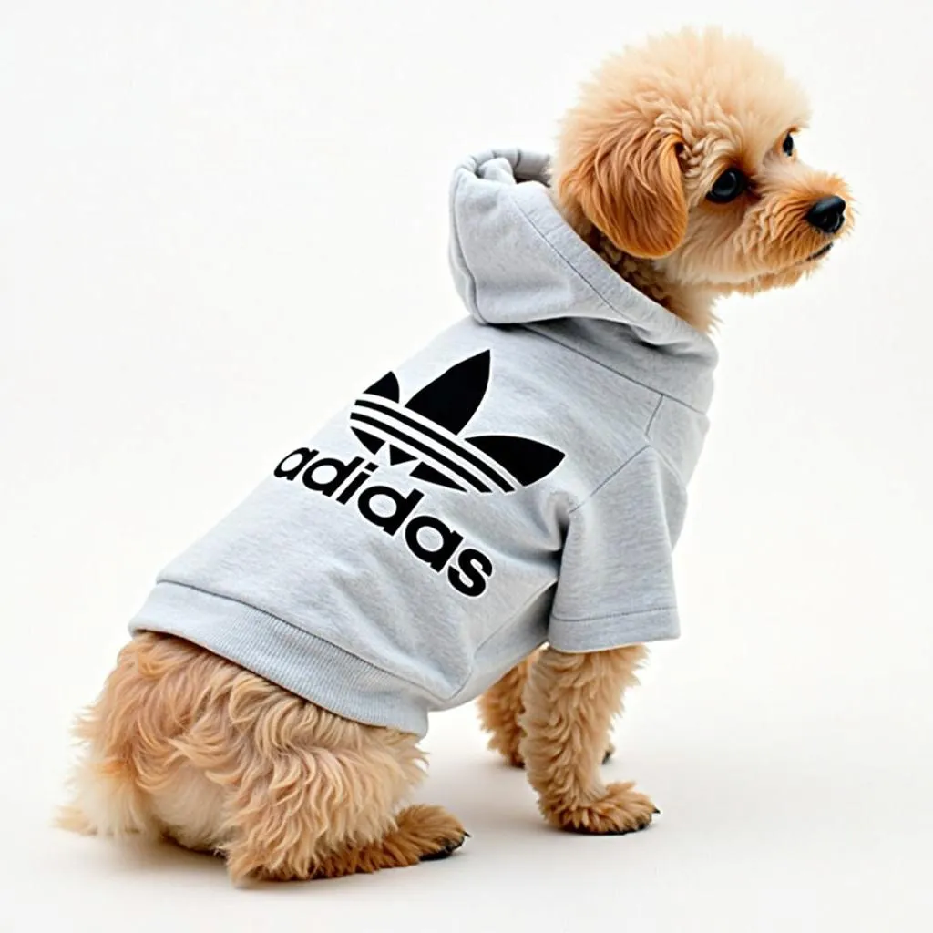 Adorable Dog Wearing an Adidas Hoodie