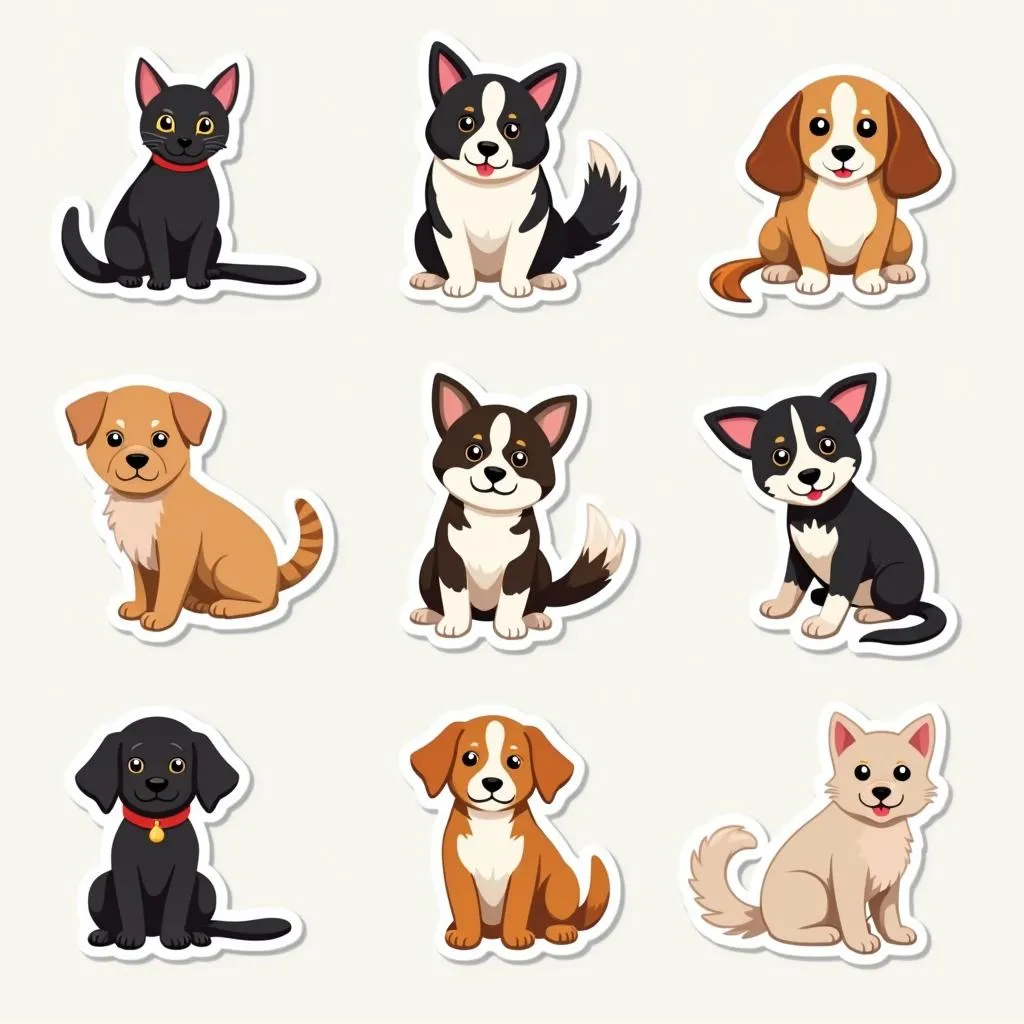 Cute Dog and Cat Stickers for Water Bottles