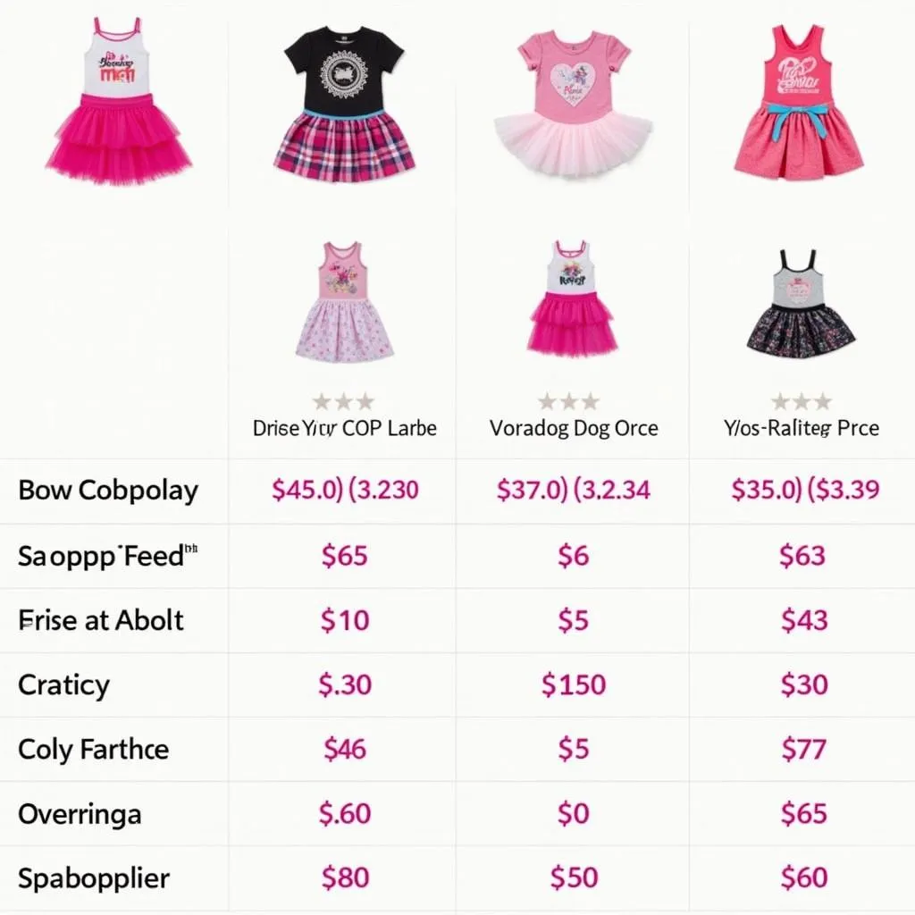 Comparison of Barbie Dog Apparel Prices