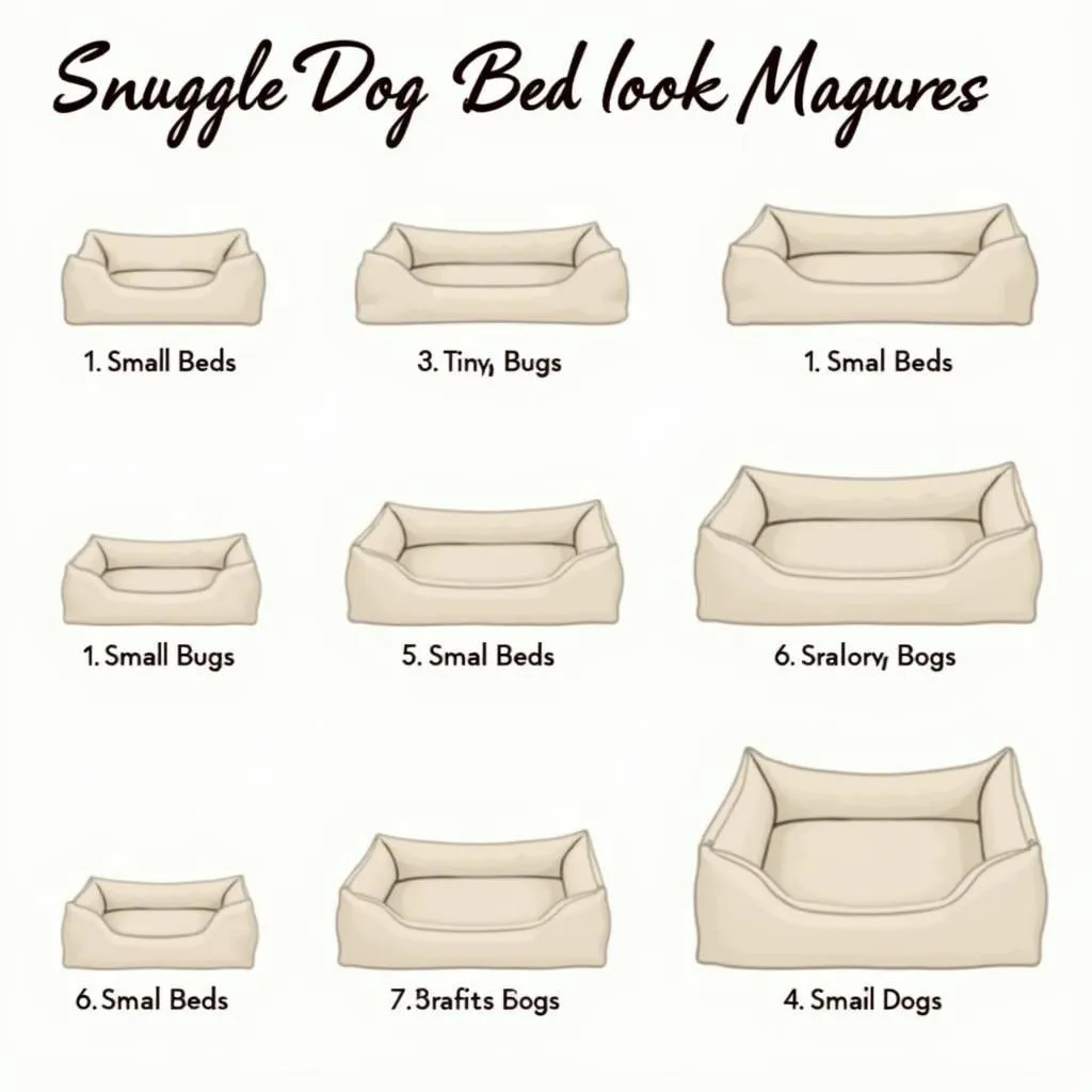 Various sizes of snuggle dog beds for dogs of different sizes