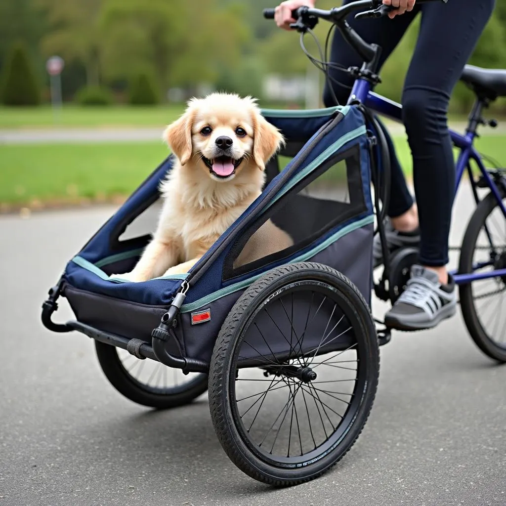 Bike attachment for dog: dog in trailer