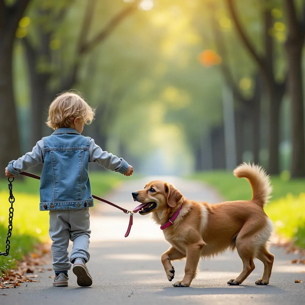 Dog bite on a leash