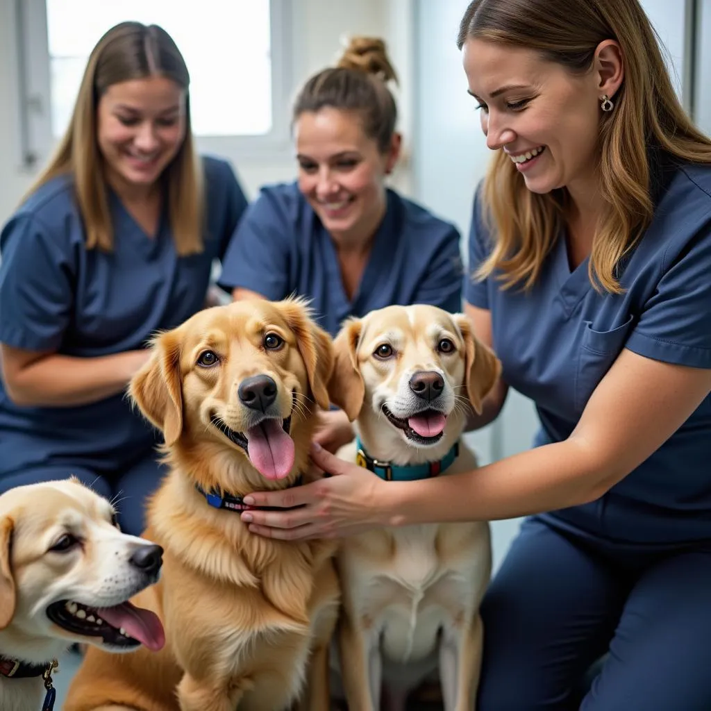 Professional dog boarding staff providing care for your furry friend