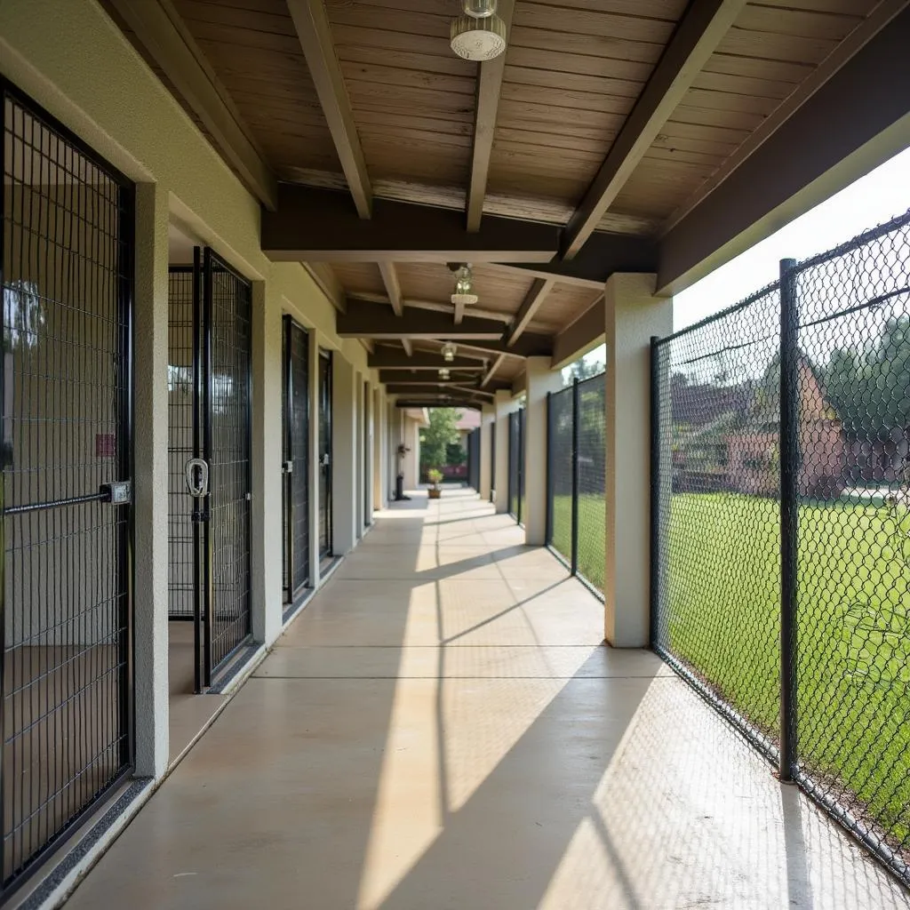 Dog boarding kennels with indoor play area and large yard