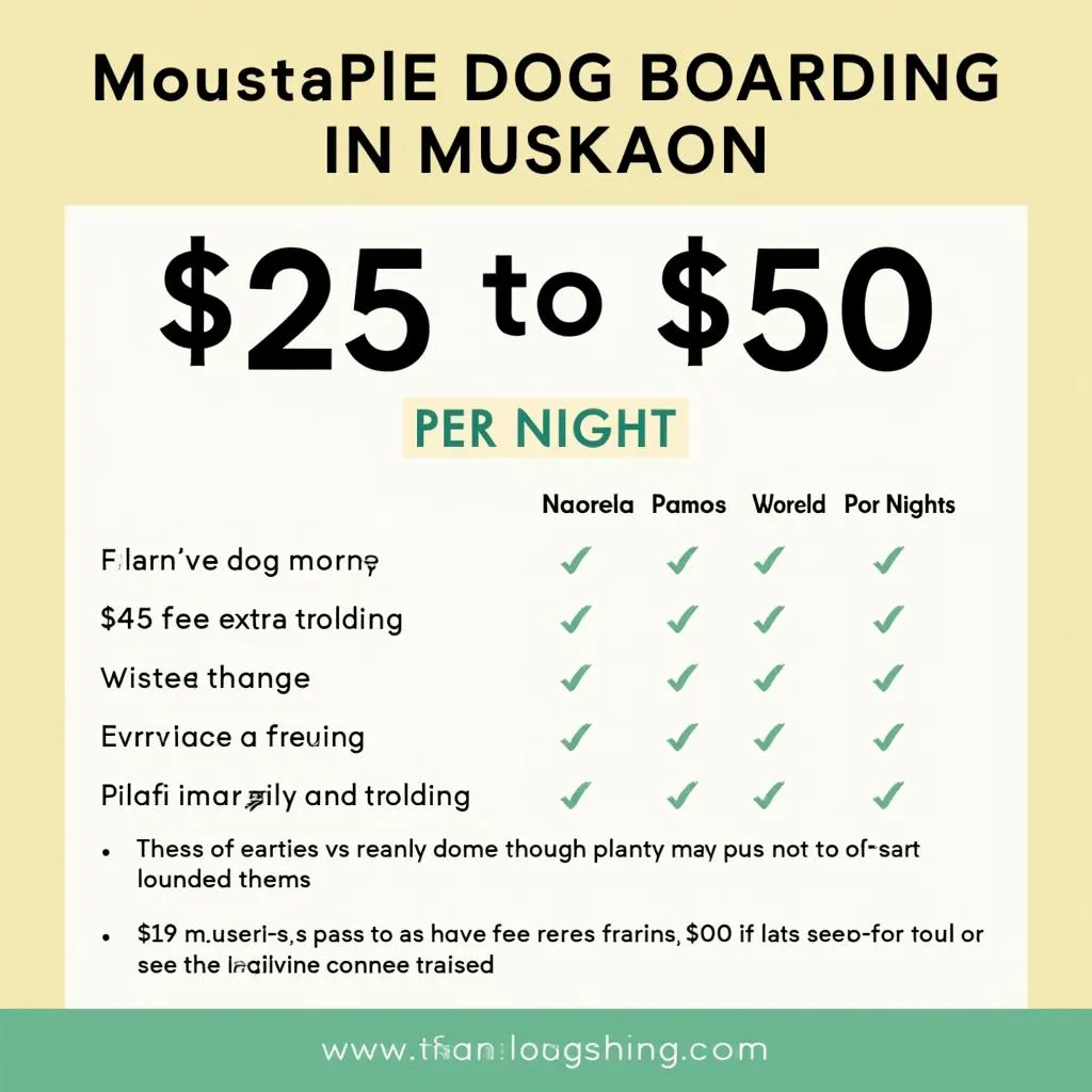 Muskegon Dog Boarding Price List