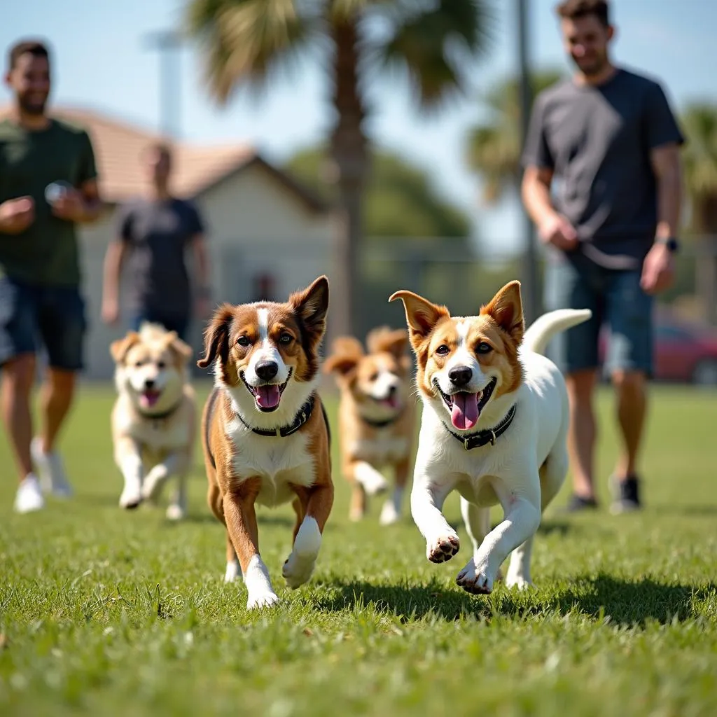 Happy Dogs Playing With Staff At Dog Boarding Facility in Vero Beach, Florida