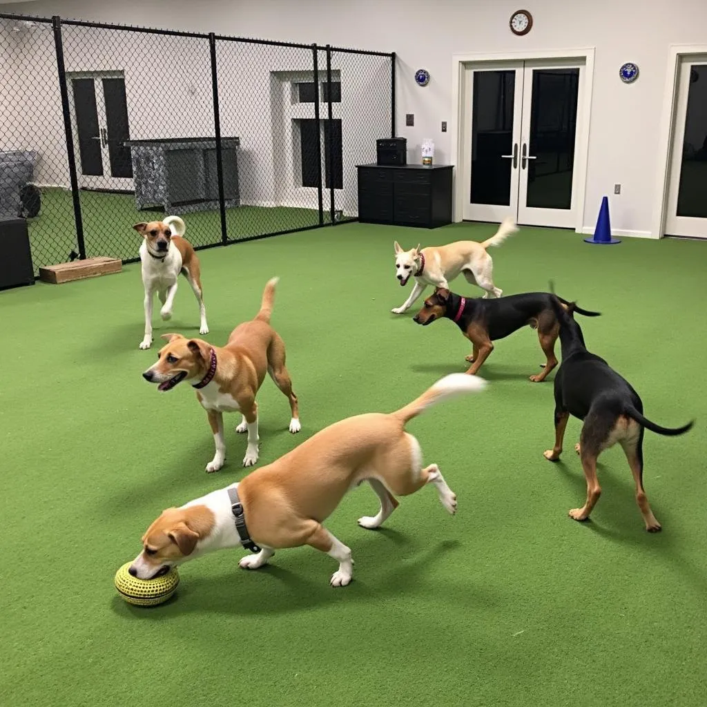 Dog playtime at a Vero Beach dog boarding facility