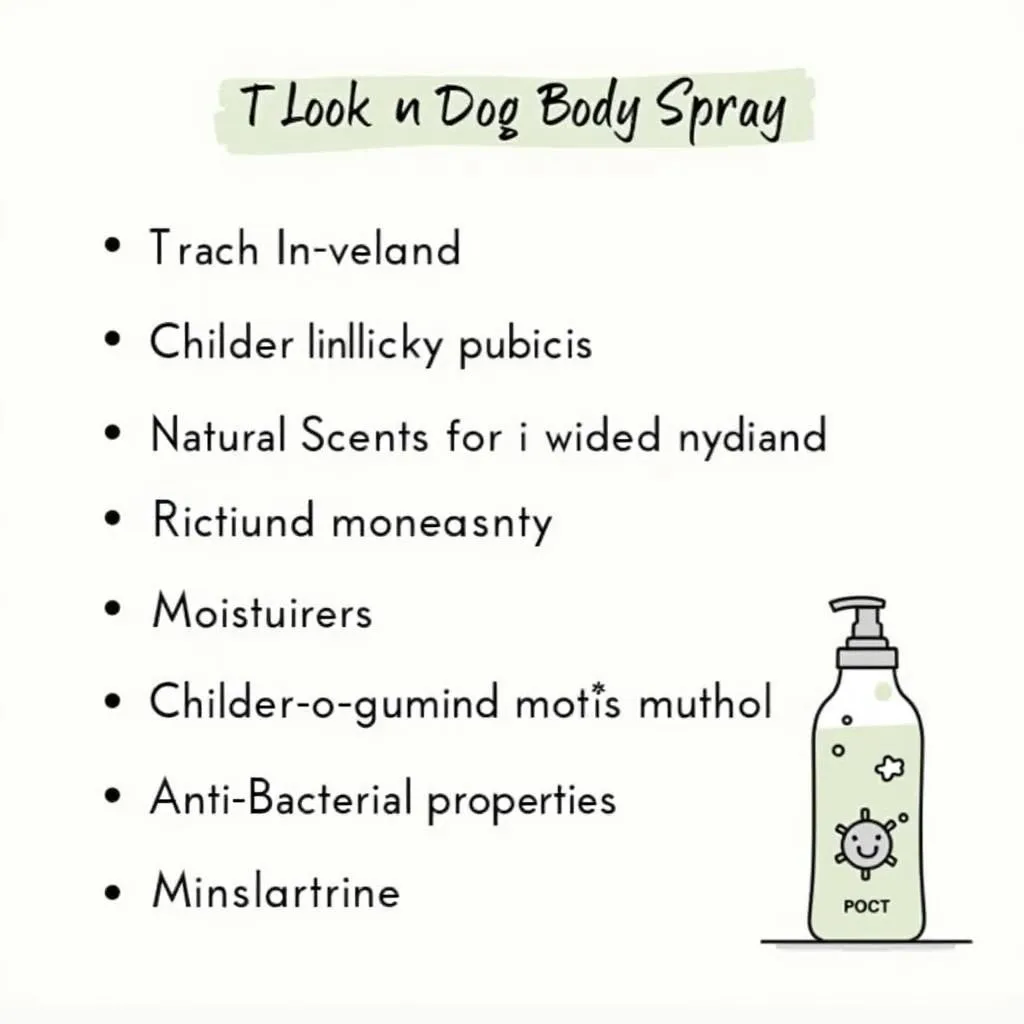 List of ingredients for a dog body spray