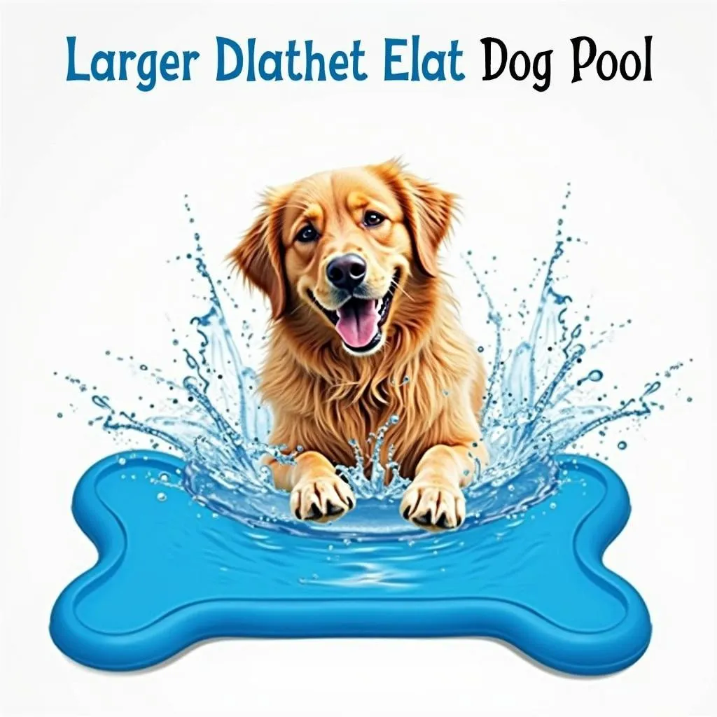 Dog bone pool with dog swimming